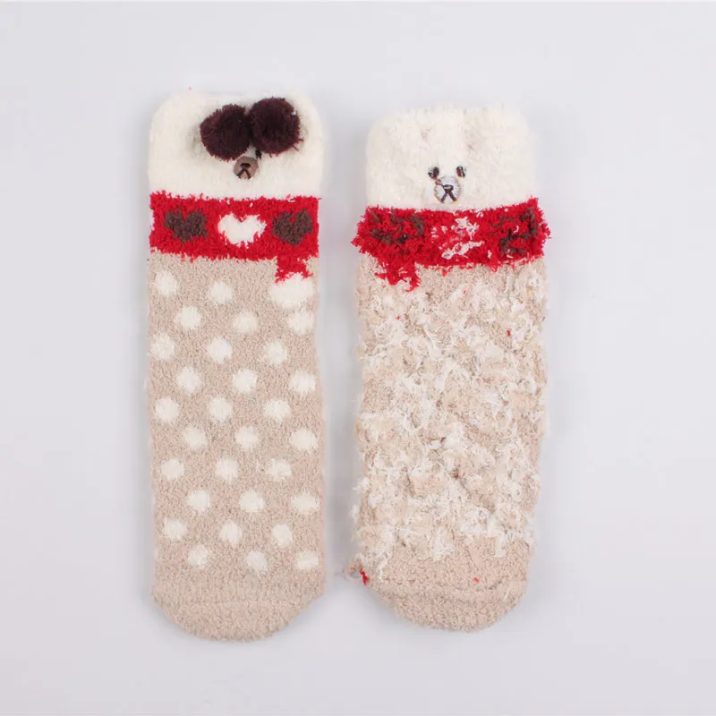 Cute Pattern Women Floor Socks Coral Fleece Winter Warm Thick Ladies Hosiery Striped Fashion Female Sock Animal Lovely (3)