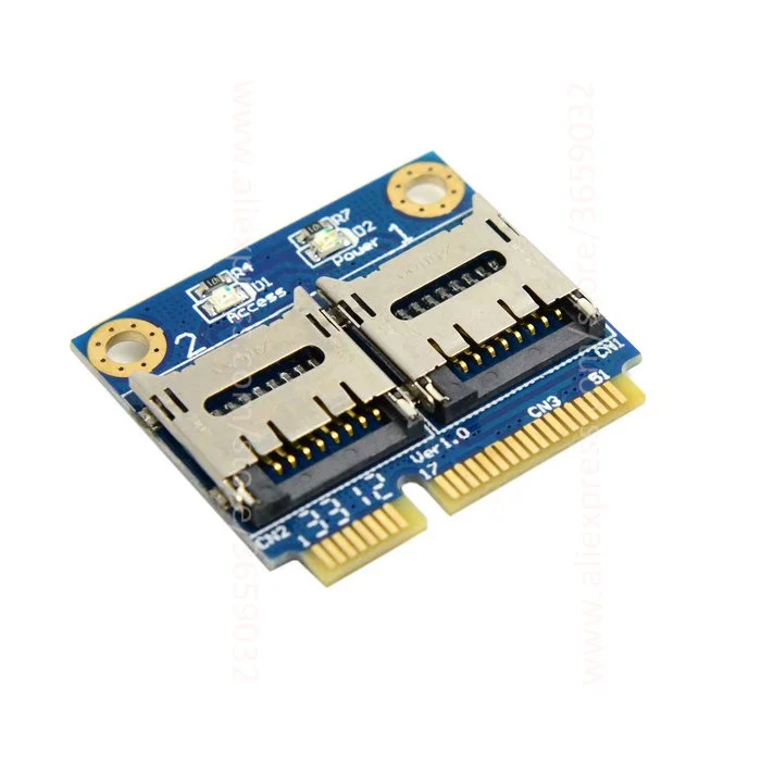 

Dual TF Micro SD Card to Mini pcie pci express pci-express PCI E with half Bracket Memory Card Reader Adapter MINIPCI-E