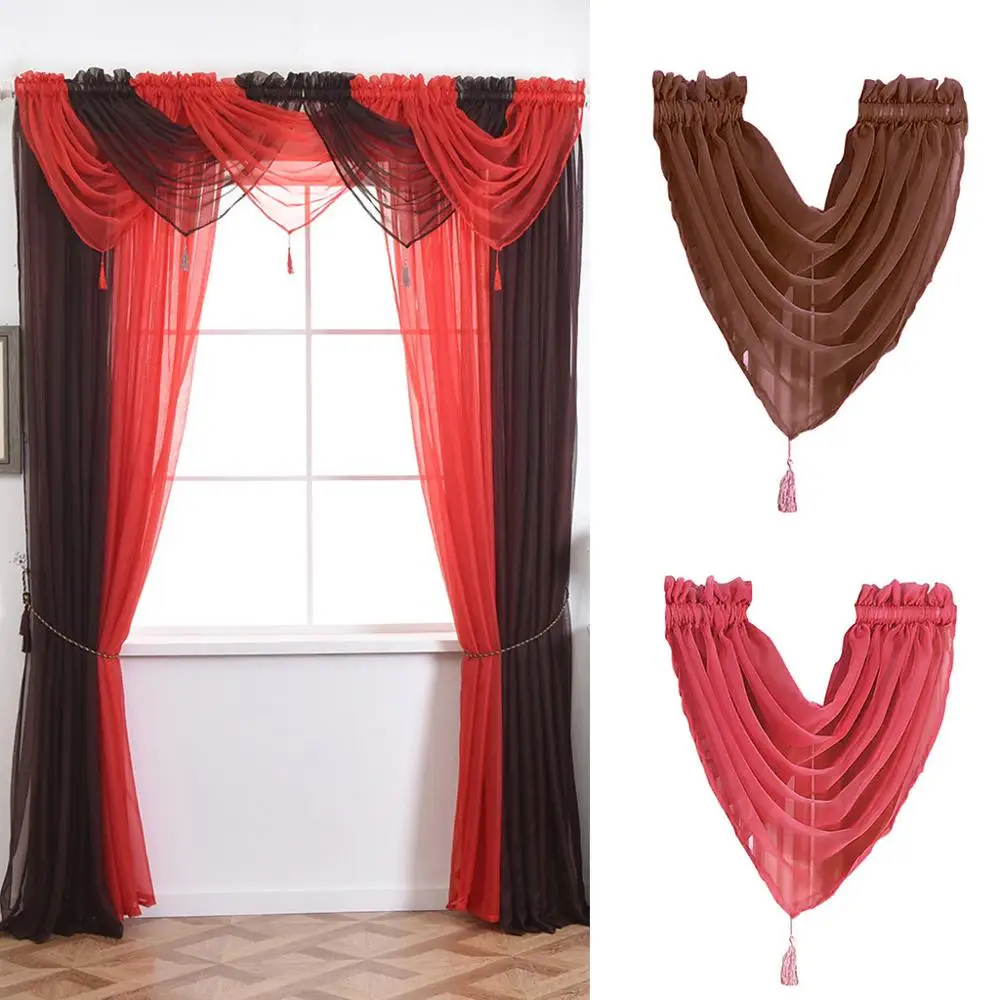 

2pcs Different colors Voile Curtain Swags All Colours Pelmet Valance Net Curtains Voile Swag modern bedroom curtains