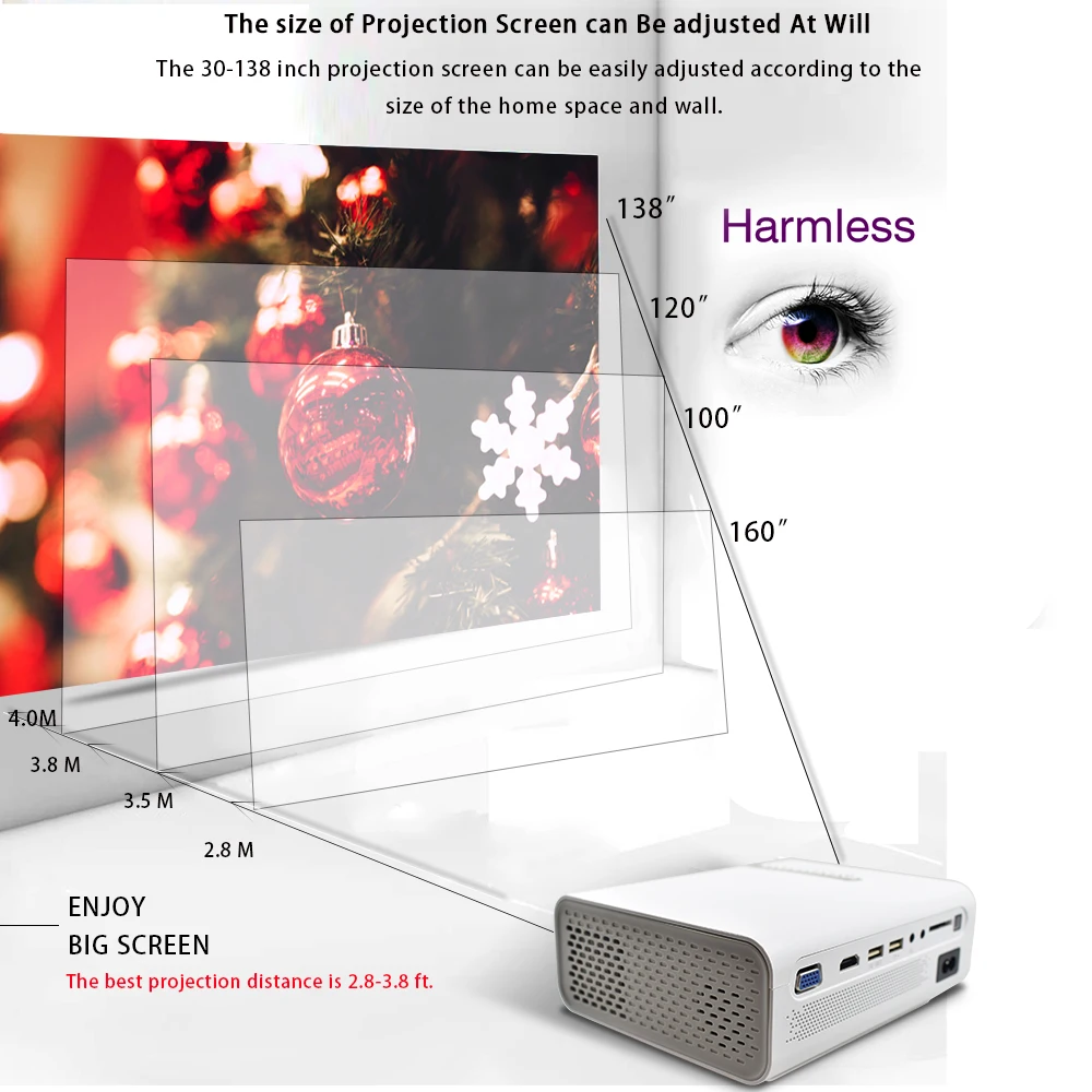 Salange YG520 مصغرة جهاز عرض (بروجكتور) ليد دعم 1920x1080 ، HDMI USB AV SD. المسرح المنزلي ، Snyc عرض مع الهاتف الفيلم متعاطي المخدرات Proyector