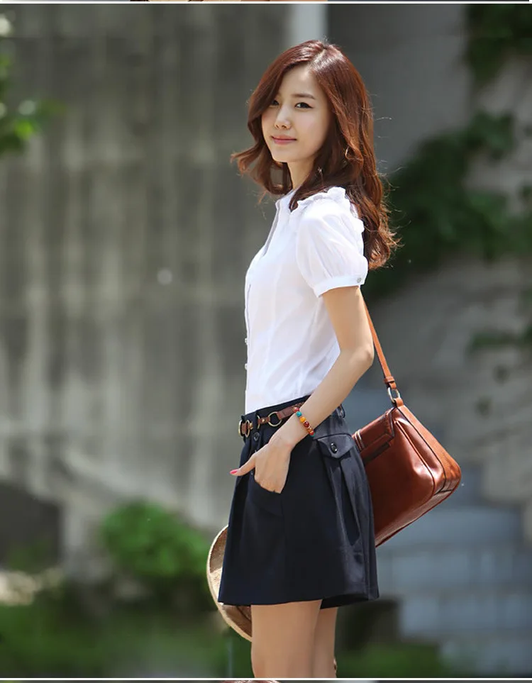 Femininas Blusas 2018 Women Summer Tops Fashion Slim Shirt Short Sleeve White Blouse S-XXL Women Clothing Chemise Femme