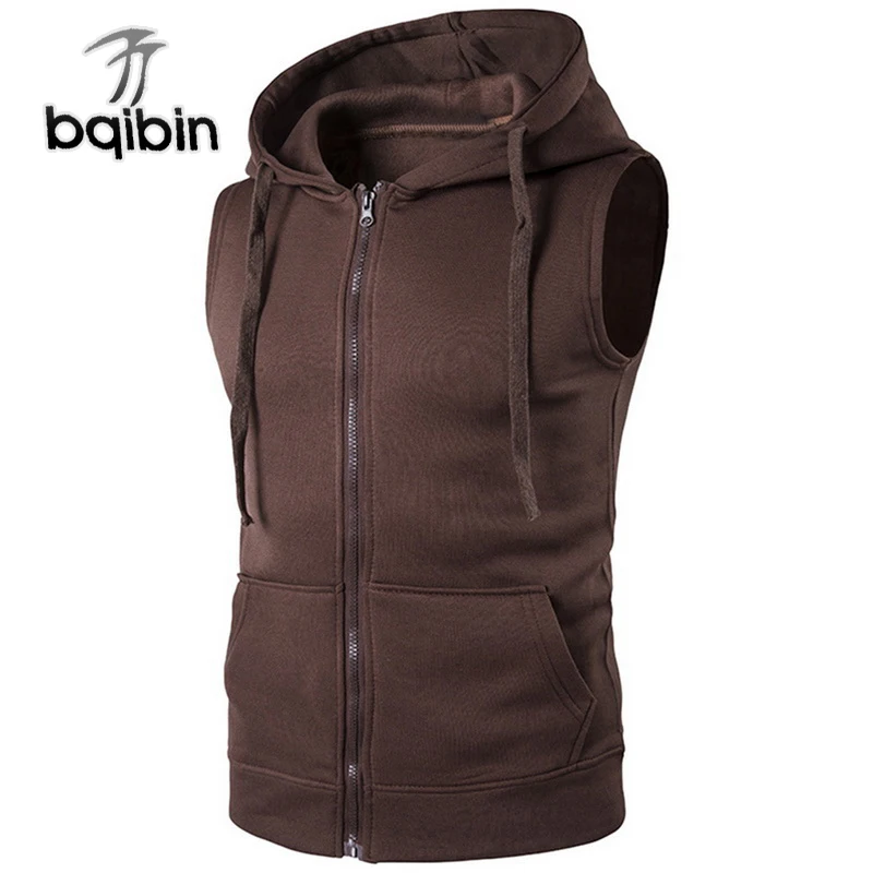 

Drop Shipping 2019 Vest Men Fashion Solid Sleeveless Hoodies Cardigans Jacket Spring Autumn Causal Zipper Pockets Mens Waistcoat