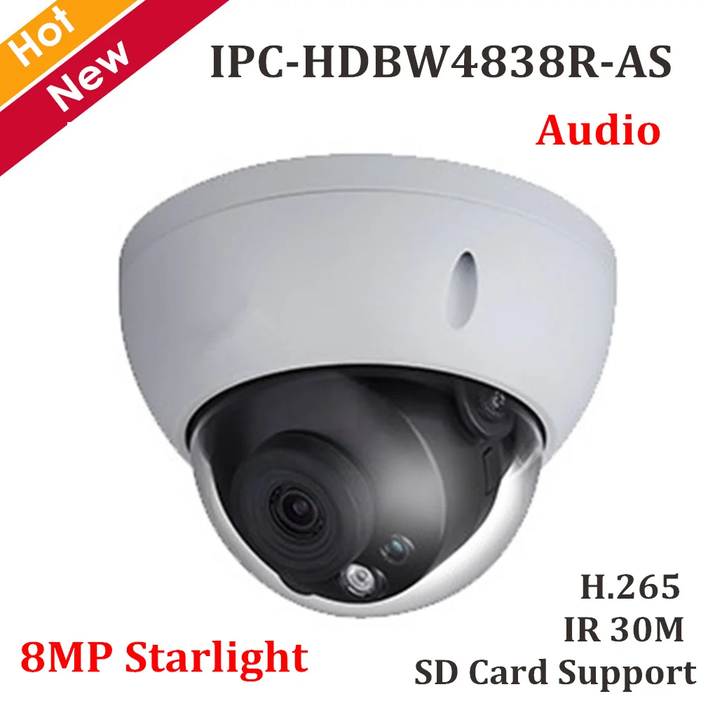 

DH 8MP Starlight Dome IP camera H.265 IP67 Security Network Camera Support Max 128g Sd card IPC-HDBW4838R-AS