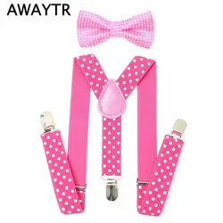 AWAYTR 2 до 6 лет Детская одежда для девочек розовый галстук-бабочку Подтяжки комплект Новинка 2017 года Прохладный в горошек для мальчиков Роза