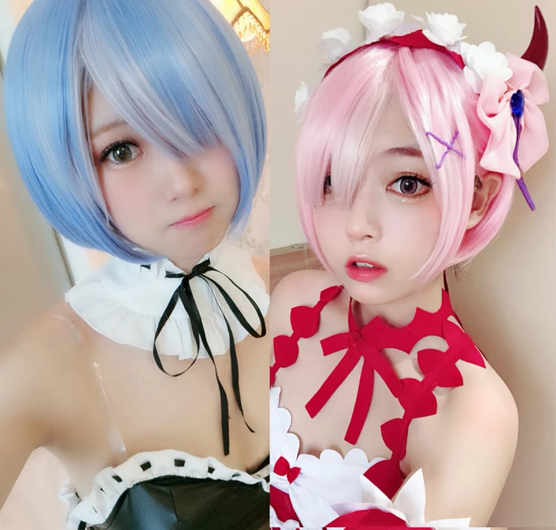 Парик для косплея REM с градиентом парик ОЗУ Re:Zero начинающих жизнь в другом мире