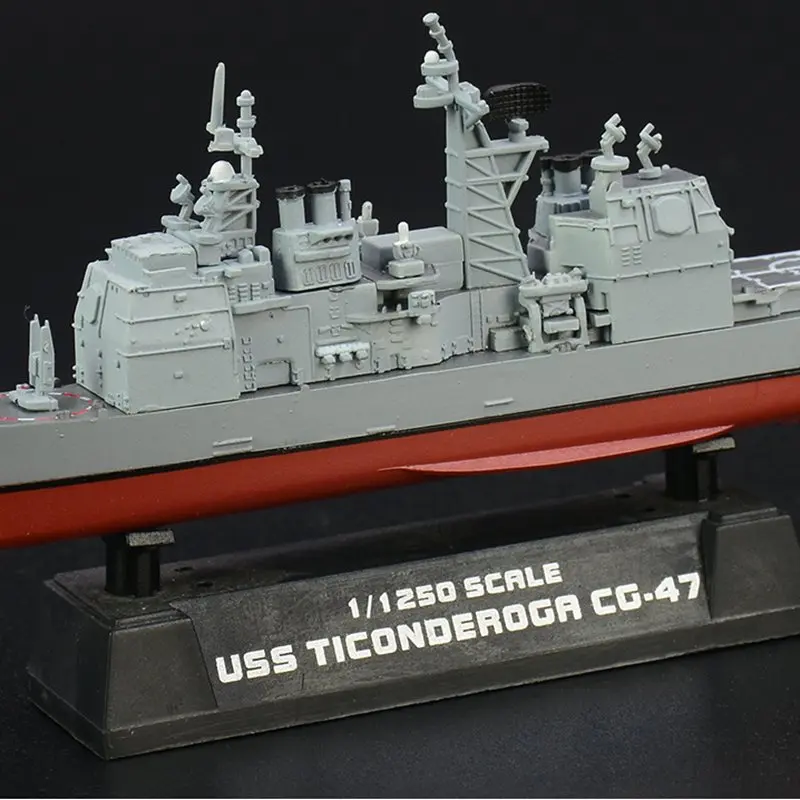 1:1250 масштаб предварительно построенный USS Ticonderoga CG-47 управляемая ракета крейсер США ВМС хобби Коллекционная готовая пластиковая модель