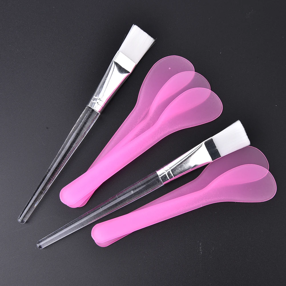

5pcs Cosmetic Mask Spoon Spatulas with 2PCS Facial Skin Care Mask Fan Brushes Applicator DIY Mask Tool Set Hot Sale
