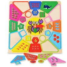 Мультфильм цифровые часы Форма сопряжения раннего обучения класса развивающие игрушки деревянные детские игрушки для Пазлы Дети Развивающие