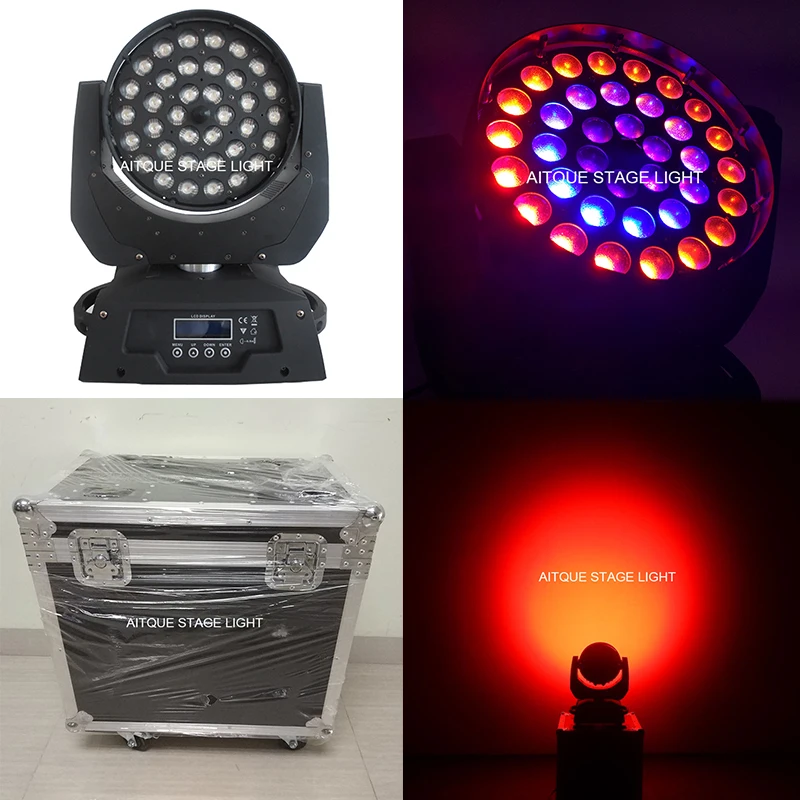 

(8lights+CASE)Dj lights disco moving head wash led 36x10 w rgbw led moving head wash zoom copy robe robin light case