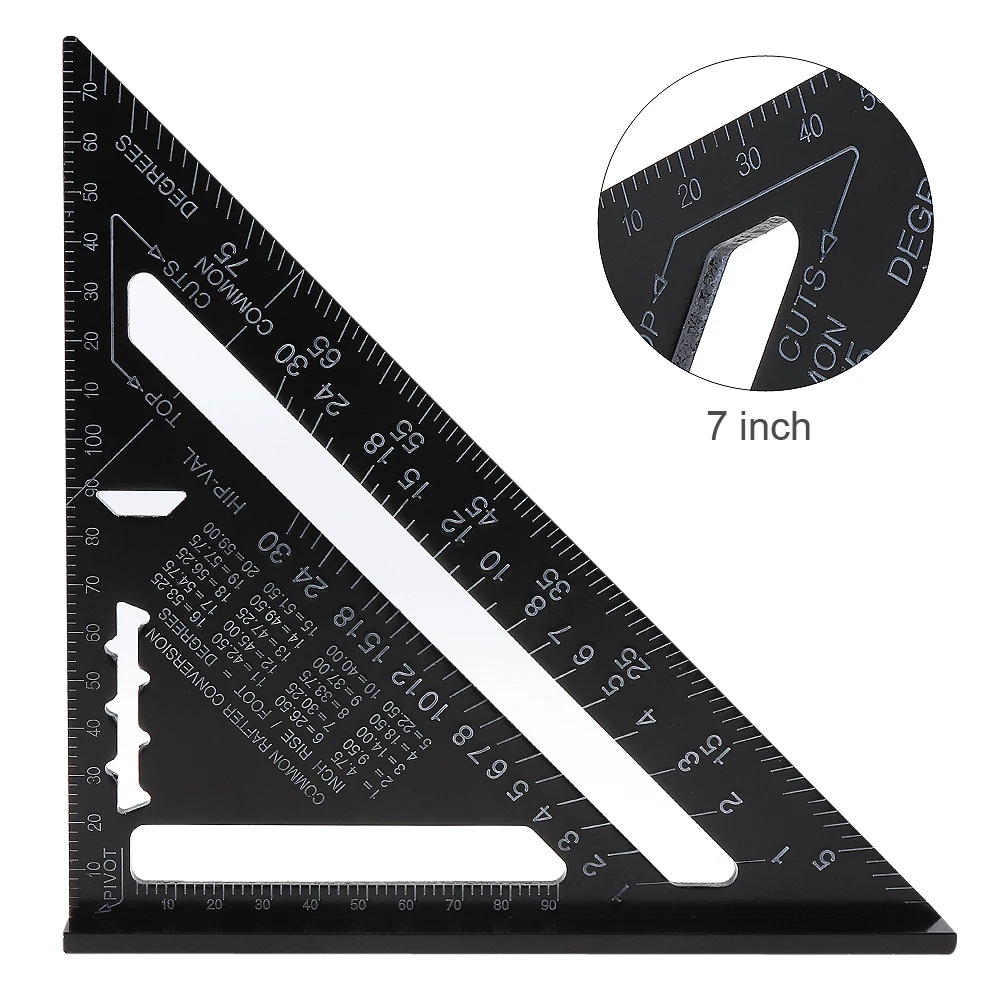 7 Inch Triangle Ruler Aluminun Alloy Angle Ruler 90 45 Degrees Protractor For Home Builders Diy Artists Measuring Tools Gauges Aliexpress