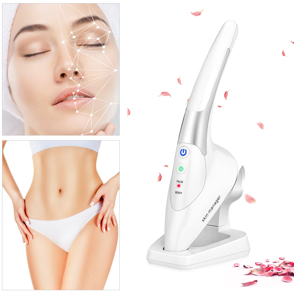  Microcurrent Iron Heat Vibration Massager Ion Lead In Wrinkles Remover Face Lifting Facial Machine 