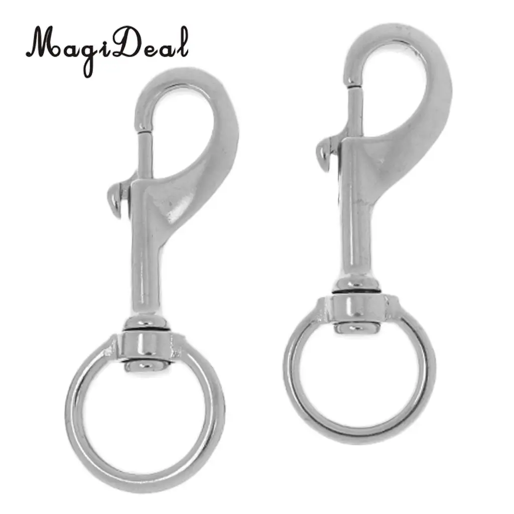 2 Pieces 316 Stainless Steel Scuba Diving Swivel Eye Bolt Snap Hook Buckle Spring Loaded Clip