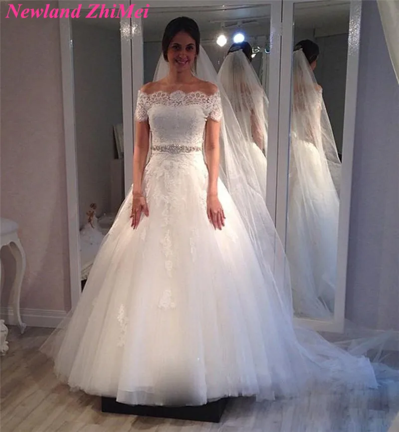 Elegant Princess Corset Bride Dress Custom Made Short Sleeve A Line