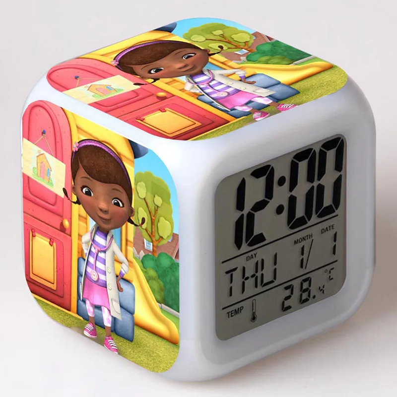 

Baby Doc McStuffins Dottie LED Alarm Clock Flash Color Changing Touch Light Funny Toys for Girls
