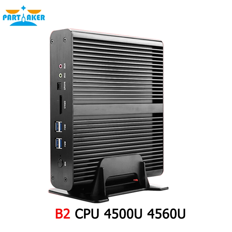Lowest Price Powerful Fanless Black Intel Core I7 4500U 2 Ethernet Mini PC with 2 HDMI 300M WIFI Keyboard SD Card Reader Fiber Port  