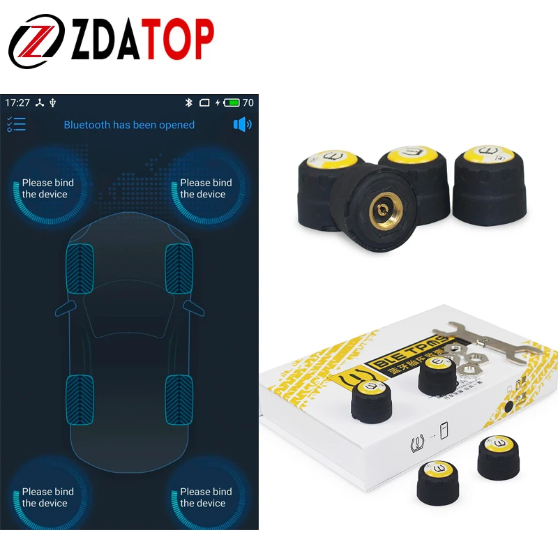 

TPMS II Bluetooth 4.0 Universal External Tire Pressure Sensor Support IOS Android Phone Tire Pressure Sensor Easy Install