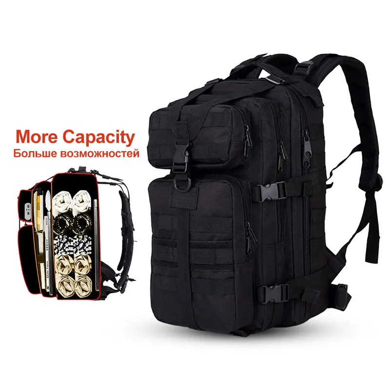 Tactical Military Backpack 3P Outdoor Waterproof Camping Trekking Bags 35L Capacity Rucksack Hiking