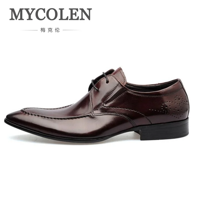 

MYCOLEN Winter Derby Shoes Genuine Leather Men Shoes Business Formal Comfortable Personality Men Wedding Shoes Chaussures Homme