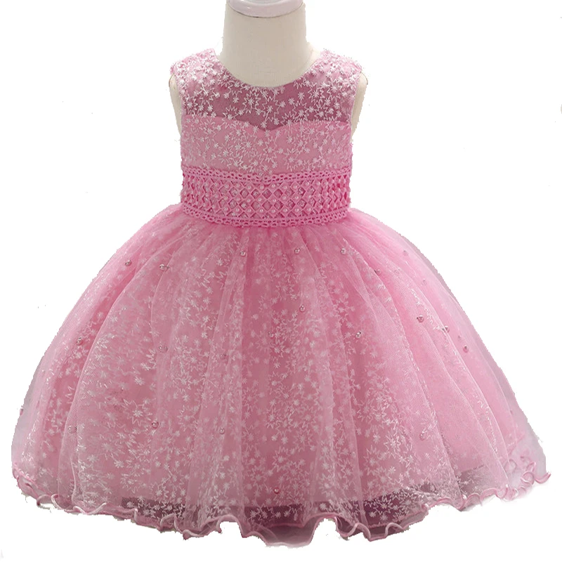 

Flower Pearl Princess Dress for Baby Girl Infant Sleeveless Lace Tulle Tutu Dress Newborn Wedding Birthday Party Clothes BW083