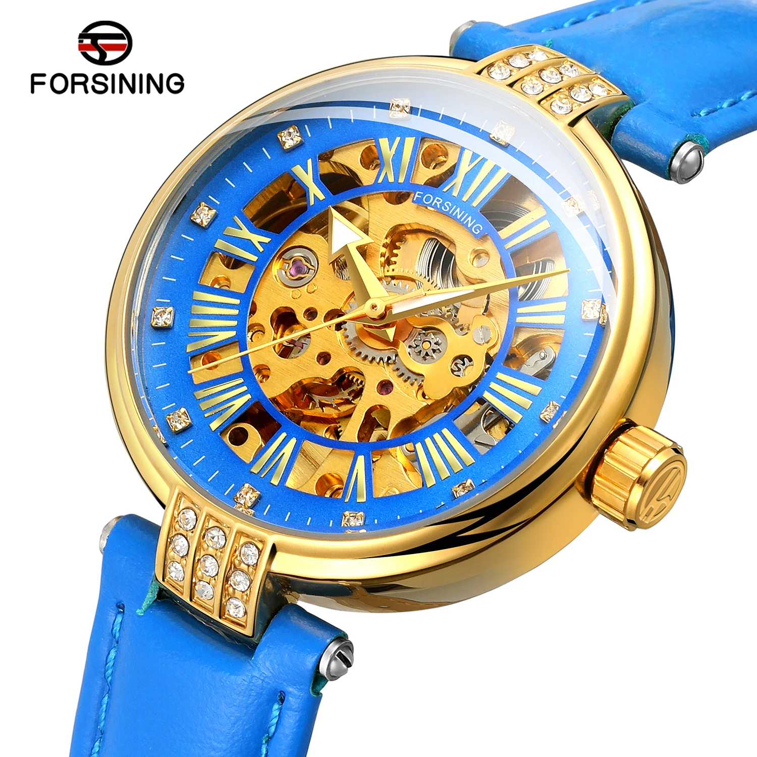 2019 Fashion Forsining Top Brand Lady Diamond Automatic Women Watch Montre Femme Gold Skeleton Relogio Feminino Brand Star Clock images - 6