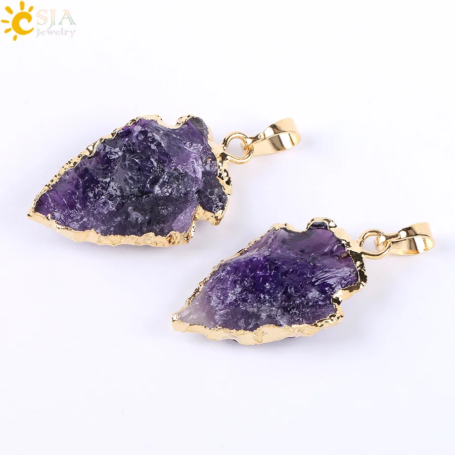 CSJA ожерелья и подвески с натуральным фиолетовым камнем драгоценным
