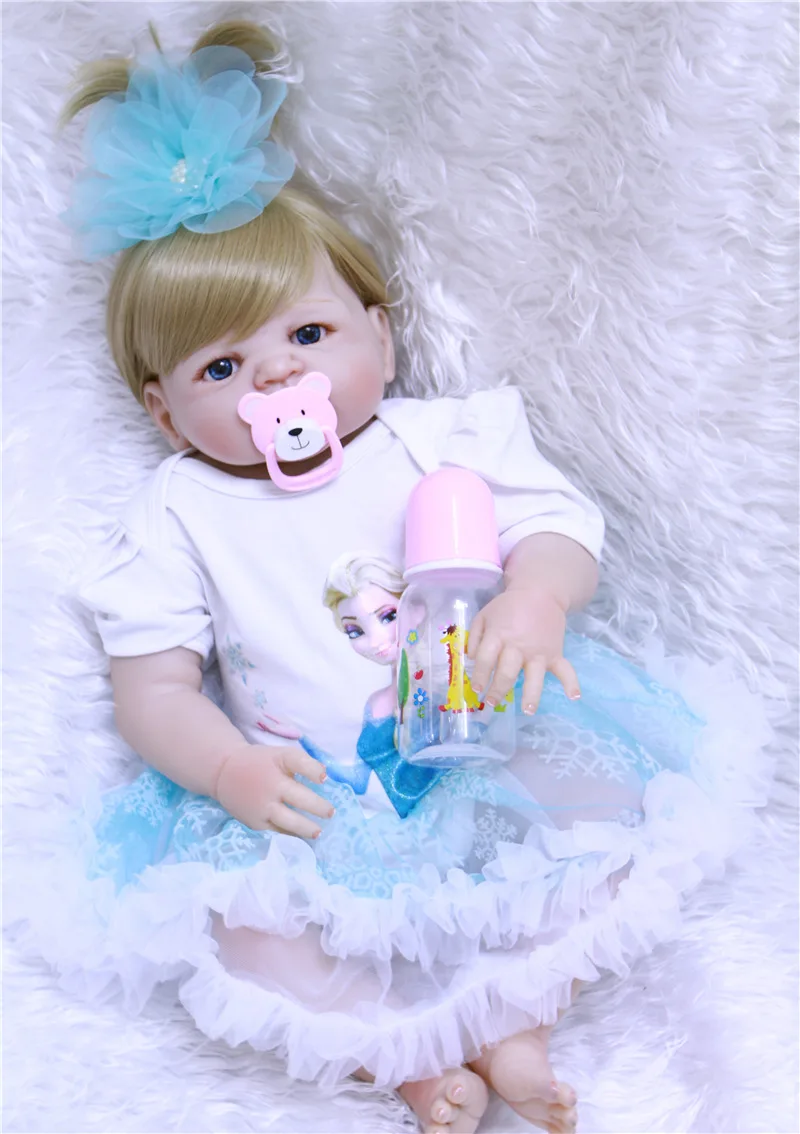 

22"55cm reborn Full silicone babies dolls handmade baby Vinyl newborn princess girl bebe alive lol doll kids birthday present