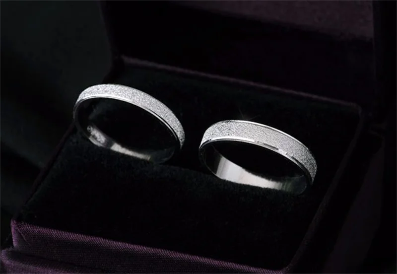YHAMNI Fashion Frosted Couple Rings Real 925 Sterling Silver Wedding Rings for Women and Men 1 Pair Engagement Ring Set Jewelry