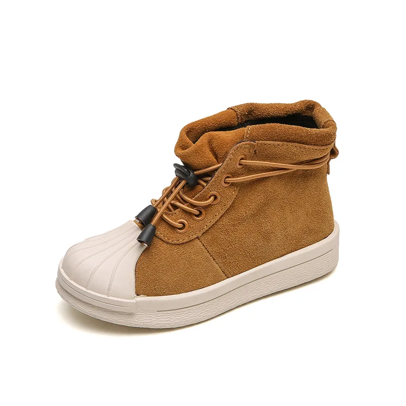 

KIDS Genuine leather 2018 Autumn Children High Top Sneaker Baby Boy Pu Leather Shoe Girll Fashion Sport Casual Trainer