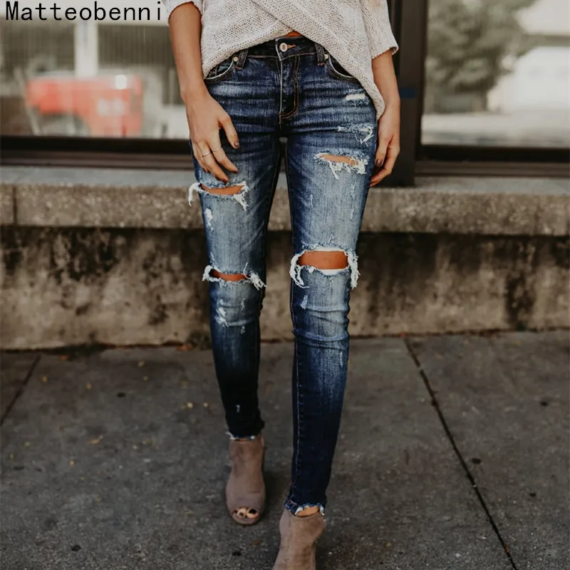 Billig Freund Loch Zerrissene Jeans Frauen Hosen Kühlen Denim Vintage dünne push up jeans Hohe Taille Casual damen jeans Dünne mom jeans