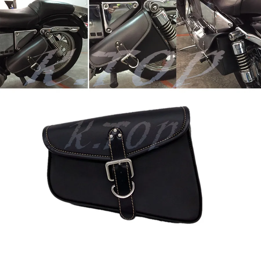

Left Black PU Leather Saddlebag Saddle Bag Luggage Bag Fit For Harley Sportster XL 883 Motorcycle