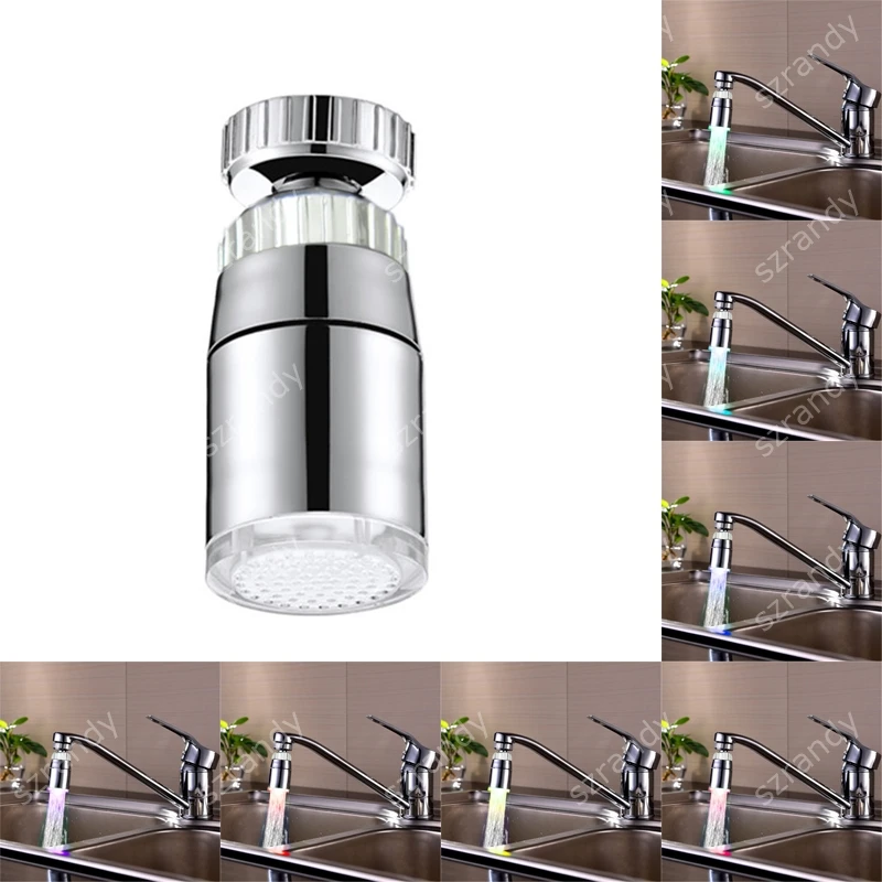 

360 degree rotation Sanitary Fittings water glow led faucet light Aerator