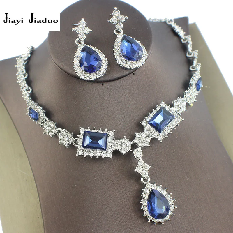 Jiayijiaduo Parure Bijoux Femme турецкие ювелирные изделия Bisuteria серебро цвет ожерелье серьги наборы Свадебные Ювелирные наборы красные ювелирные изделия - Окраска металла: 2