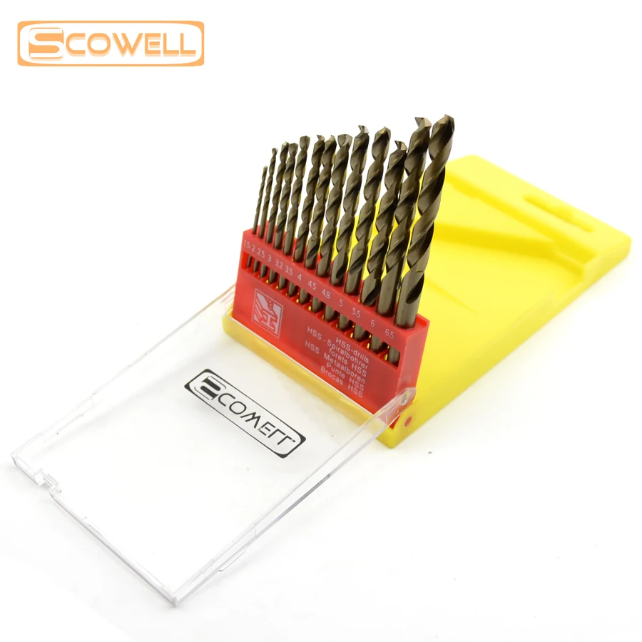 Free Shipping: 20%OFF 13pcs HSS 4341/M2 Twist Drill Bit Set,1.5-6.5mm HCO Cobalt Drill Bit Kit for Metal Drilling With Metal Box