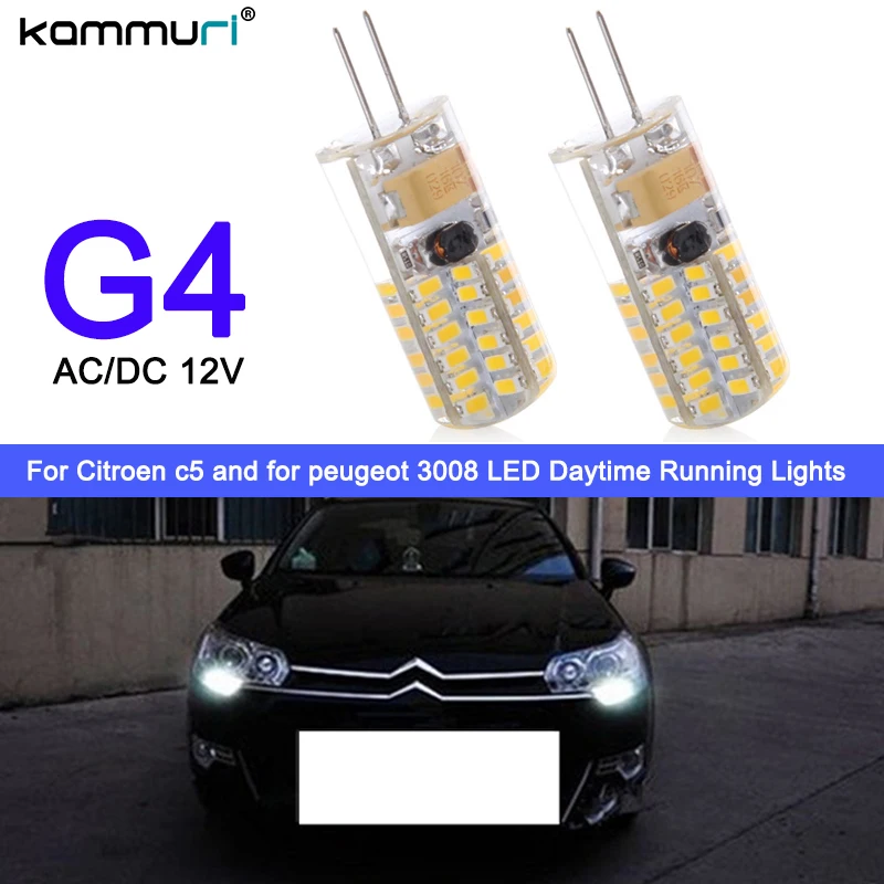 Kammuri 2 шт. drl свет G4 Hp24w 34SMD 3014 12 В g4 светодио дный лампы Габаритные огни для Citroen c5 и для peugeot 3008 DRL