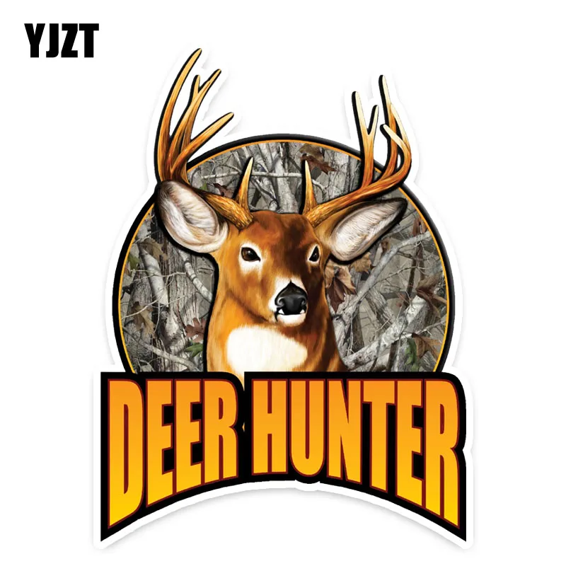 

YJZT 11.6CM*15.6CM Deer Hunter Decal Hunting PVC Motorcycle Car Sticker 11-00725
