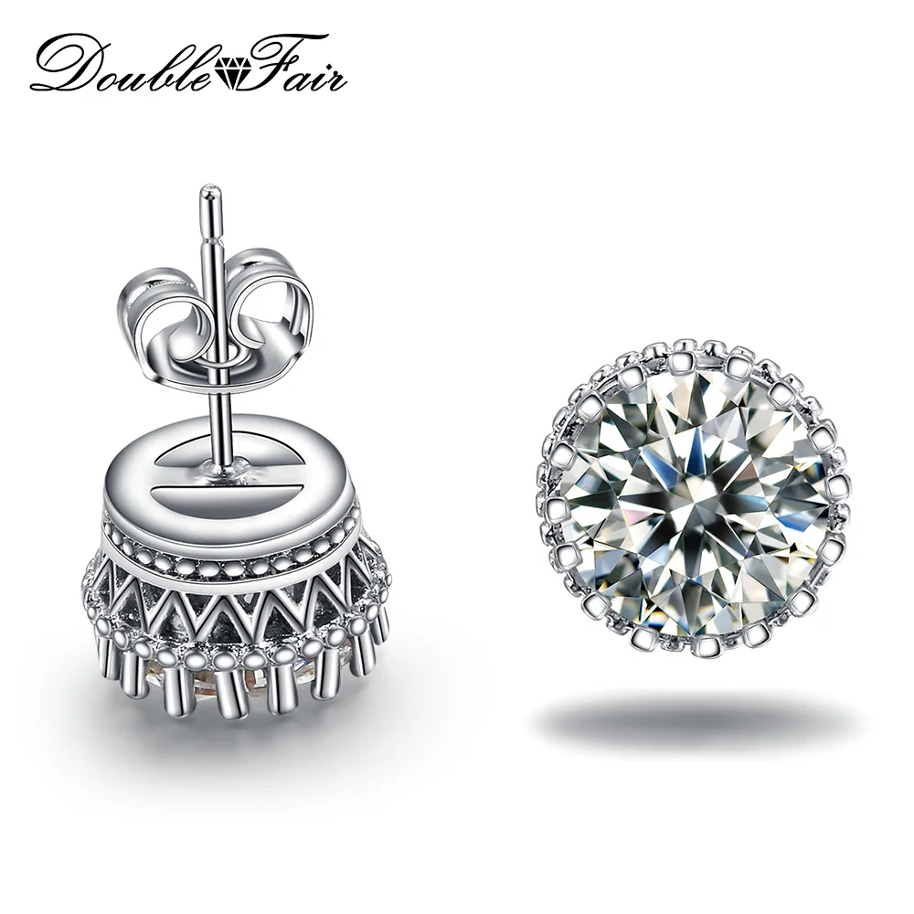 

Double Fair Fashion New Stud Earrings For Women Wedding Gift Crystal Zirconia White Gold Color Piercing Earrings Jewelry DFE848
