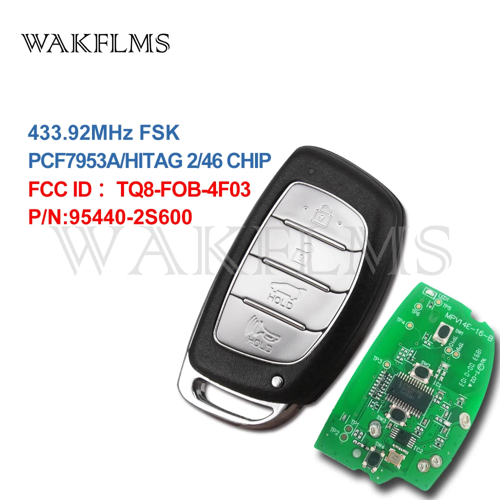 New 4 Button Smart Remote Car Key Fob Key 433MHZ 7953A Chip For Hyundai TUCSON 2014 2015 with Blade 95440-2S600