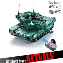 Блок дистанционного управления Танк с мотором Строительные кирпичи, совместимые с военной войной M1A2 1498 шт. DIY обучающие игрушки для мальчиков