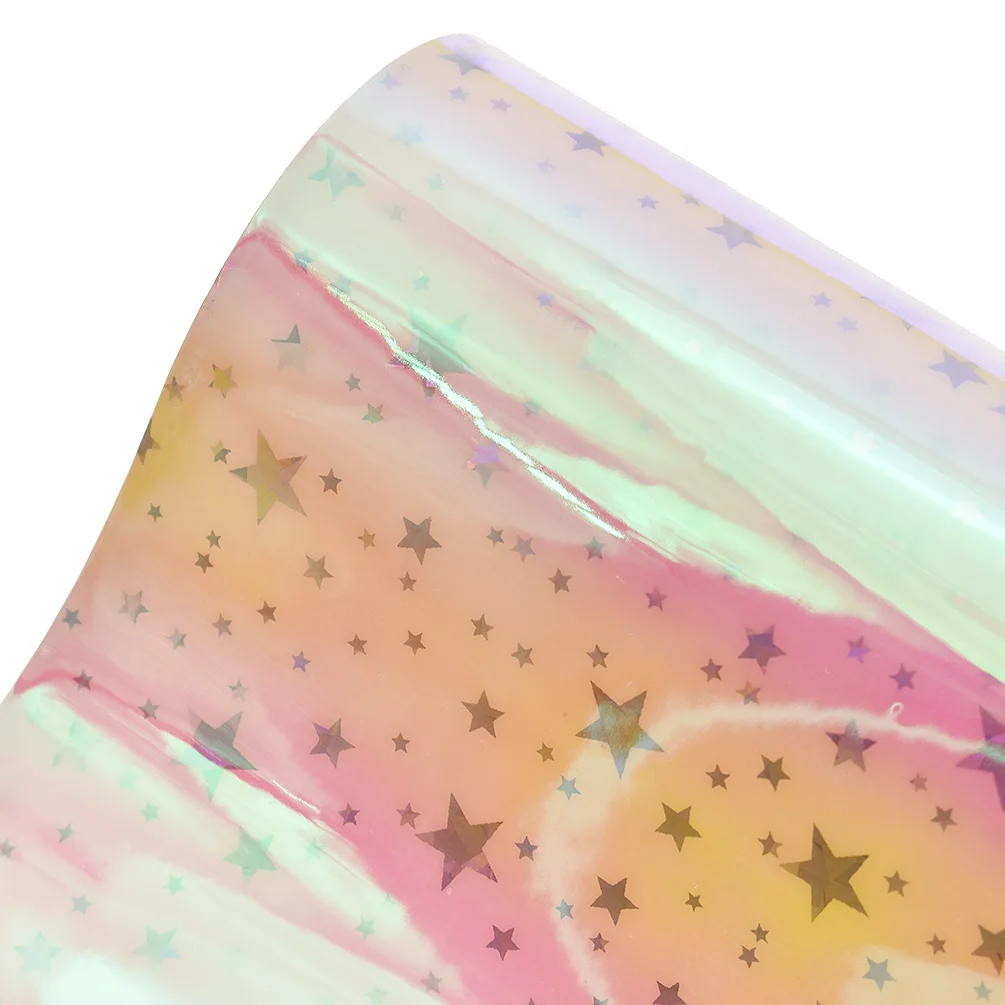 А4 21x29 см голографическая Радужная звезда искусственная кожа ткань искусственная кожа для сумок банты DIY украшения ручной работы - Цвет: Iridescent  Pink