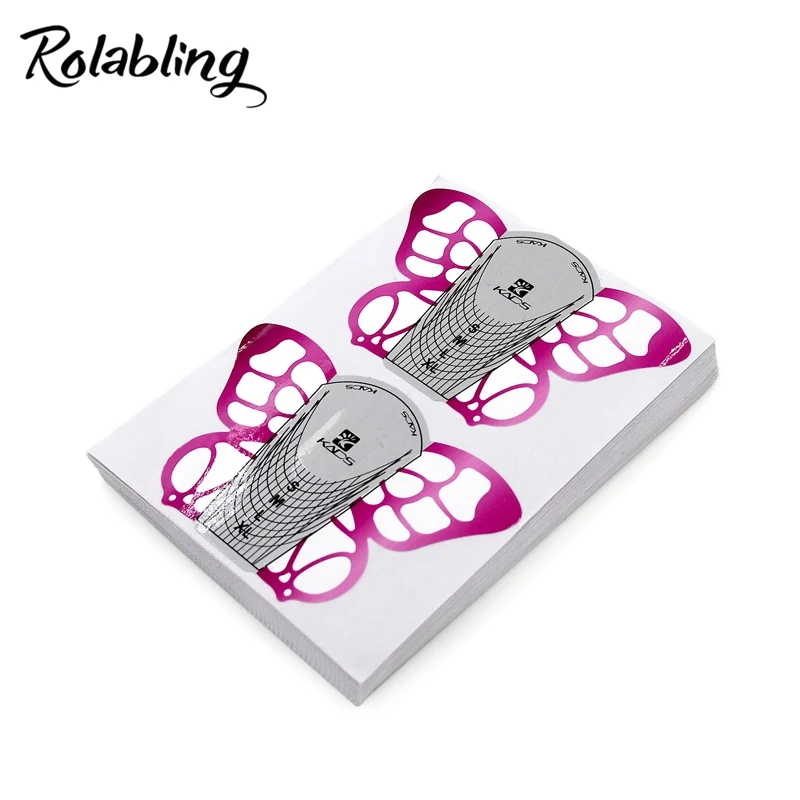 

Professional nail forms Butterfly 100Pcs/roll fashion rose Nail Art Tips Extension Forms of Sticker Nail Polish Curl Form