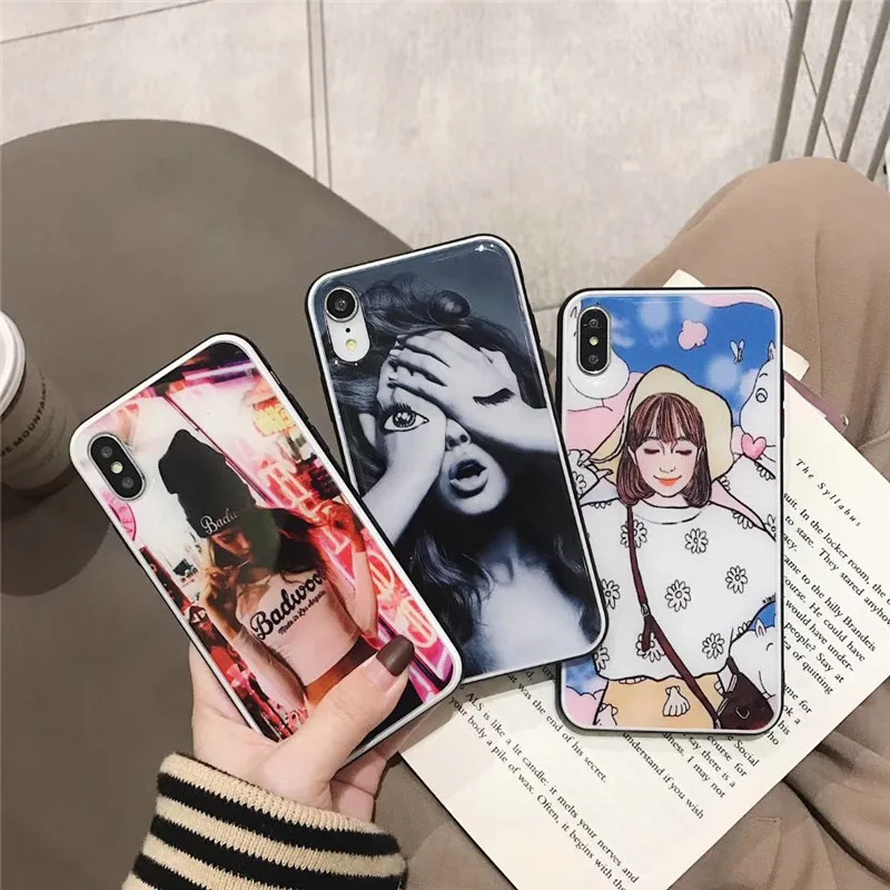 

Epoxy Phone Case For iPhone X XS XR XS Max 6 6S 7 8 Plus Planet Star fashion model GIRL TPU Phone Back Cover Cases New!
