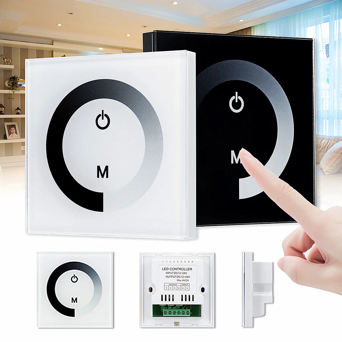 Светодиодный контроллер Pannel Smart Switch светодиодный сенсорный диммер. 12 V-24 V Один Цвет светодиодный сенсорный экран. Панель переключателя контроллер светодиодные полосы света