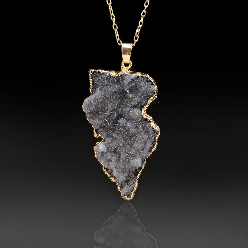 Лидер продаж нерегулярный Натуральный Камень кварцевый кристалл ожерелье ломтик кулон цепь ожерелье ювелирные изделия