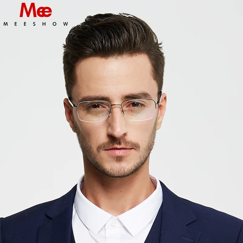 Новинка очки по рецепту MEESHOW титановая полуободковая оправа мужские деловые с