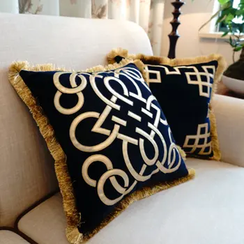 

Trend florid geometric blue pillow/almofadas case 45 50 boy,european retro seat back cushion cover,decorative throw pillow case