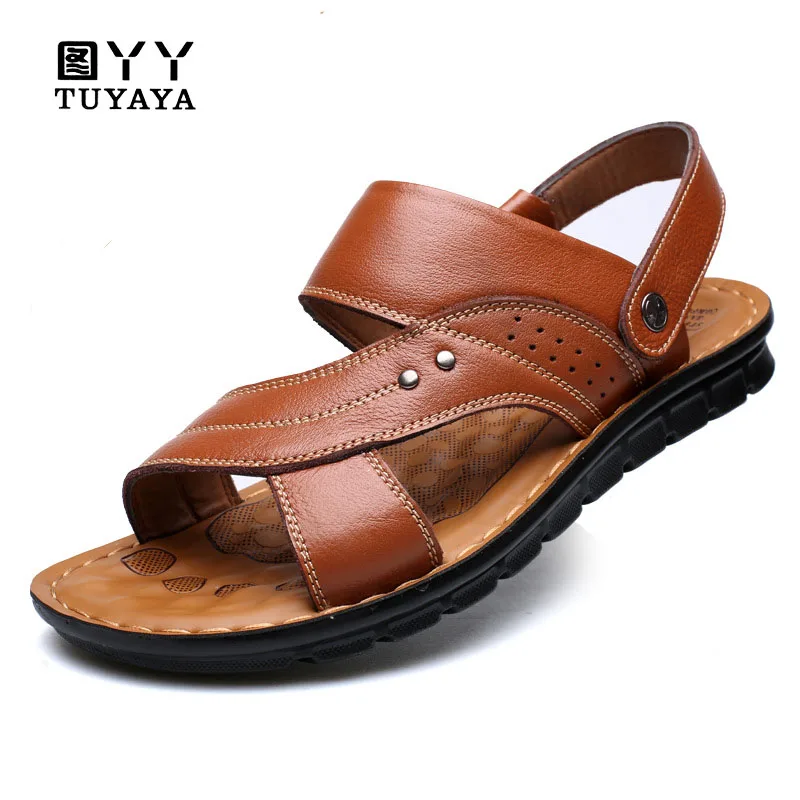 

Mens Sandals Summer 2019 Men Sandals Slippers Genuine Leather Cowhide Male Summer Shoes Outdoor Casual Suede Leather Sandals