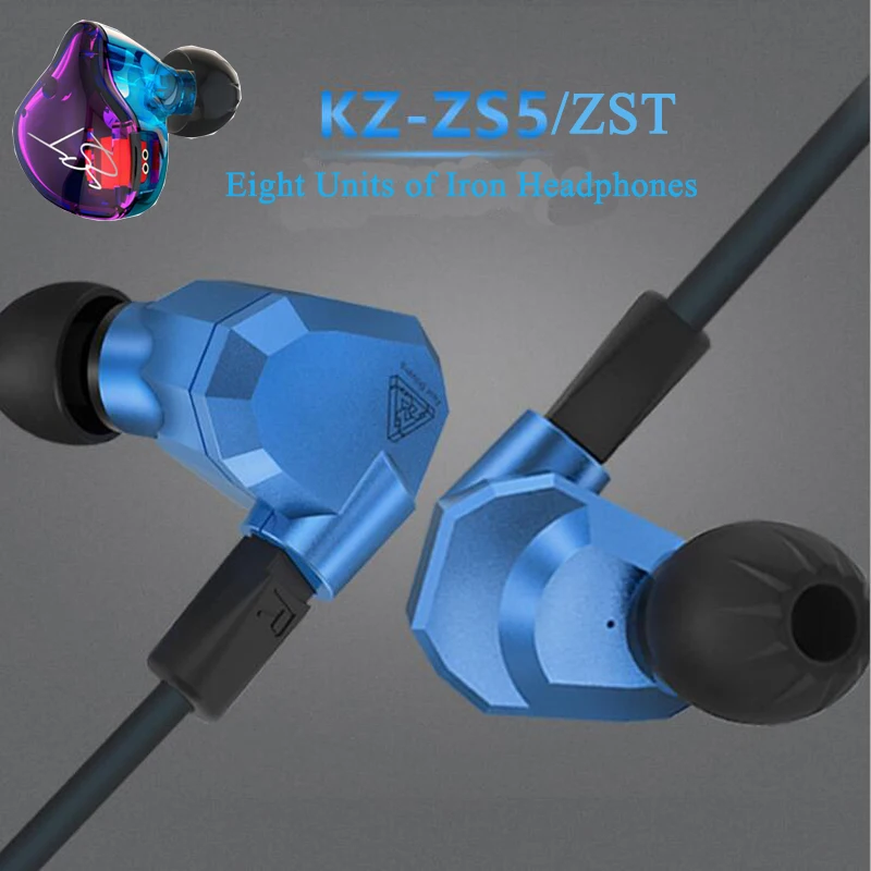 

KZ ZS5/ZST, 2DD+2BA Hybrid In Ear Earphone, HIFI DJ Monitor Running Sport Noise Cancel Earphone Earplug, Headset Earbud Newest