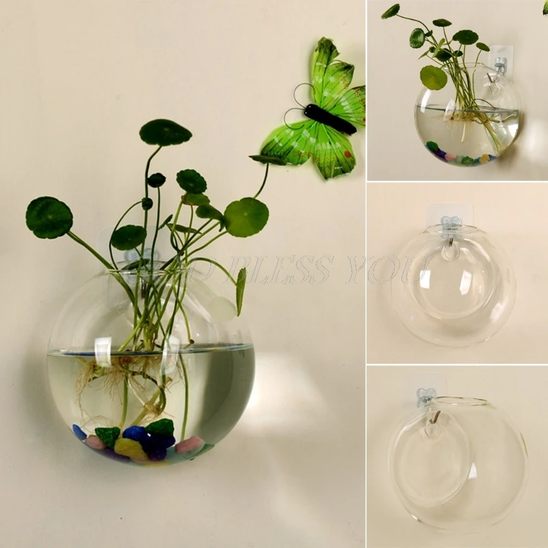 8 см полукруглая стеклянная ваза настенная Висячие емкости для гидропоники Террариум рыбные танки в горшках Свадебный домашний декор растение цветочный горшок