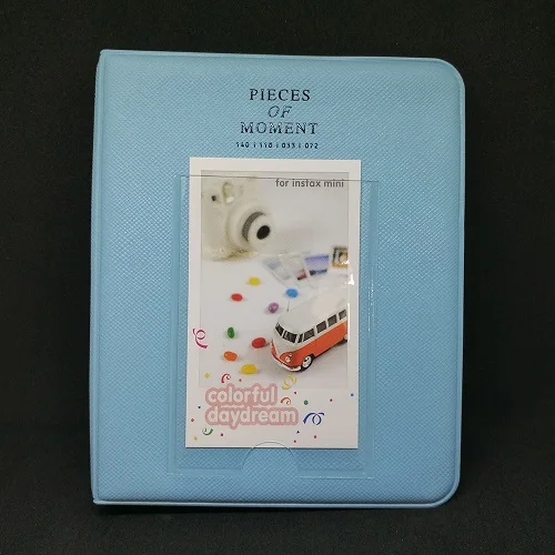 64 карманы для ЖК-дисплея с подсветкой Fujifilm Instax Mini Плёнки Fuji Instant Mini 8 7s 70 25 50s 90 визитная карточка моменты фотоальбом - Цвет: Sky Blue