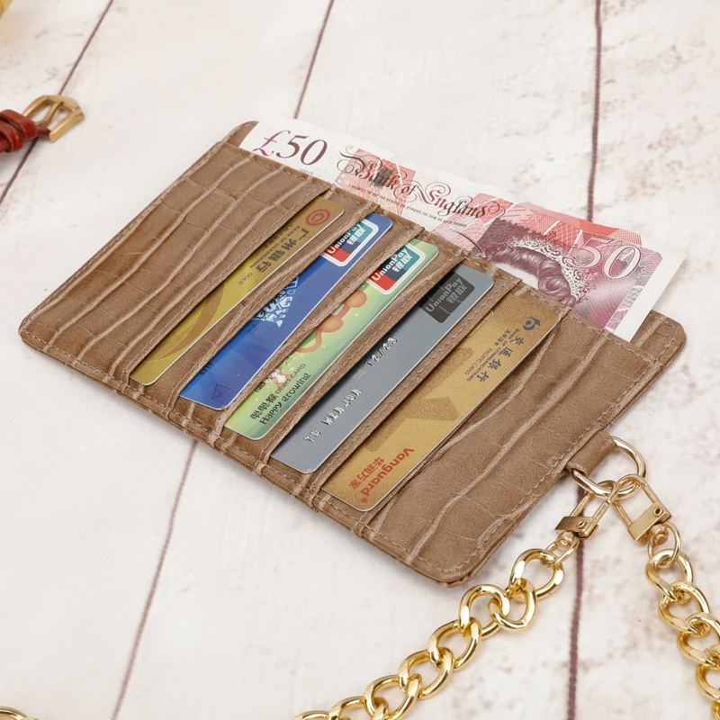 Genuine Leather Mobile Phone Card Holder Embossed Serpentine Leather Phone Wallet Python Leather Pouch With Lanyardr Phone Bag